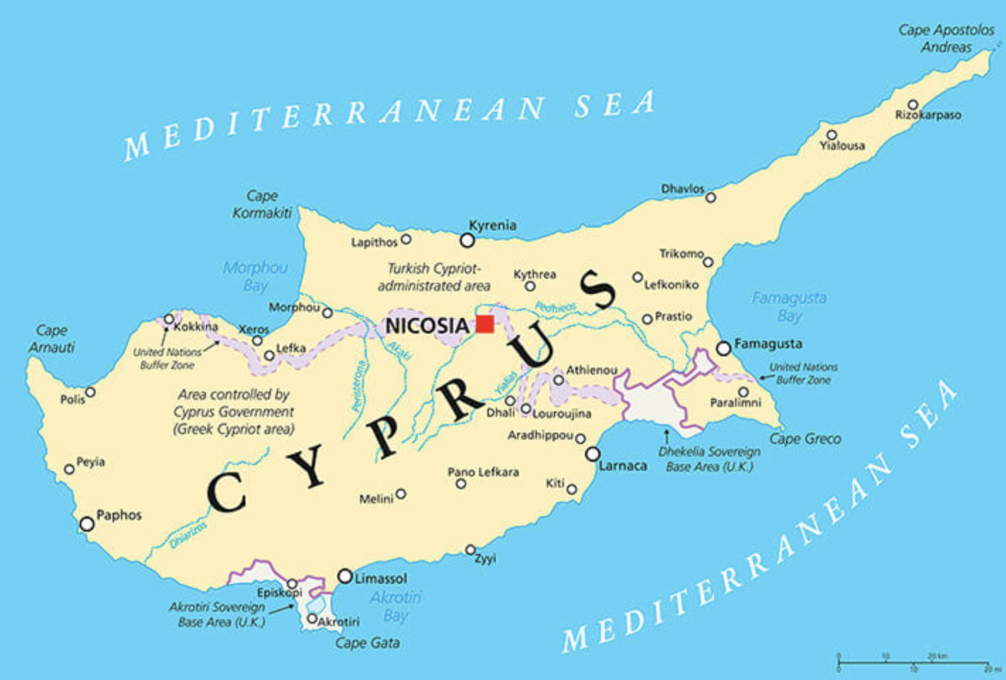 Cyprus major cities map