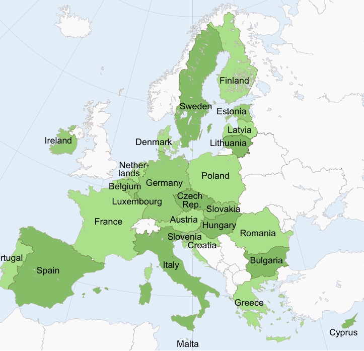 歐盟成員國地圖 - European Union member states